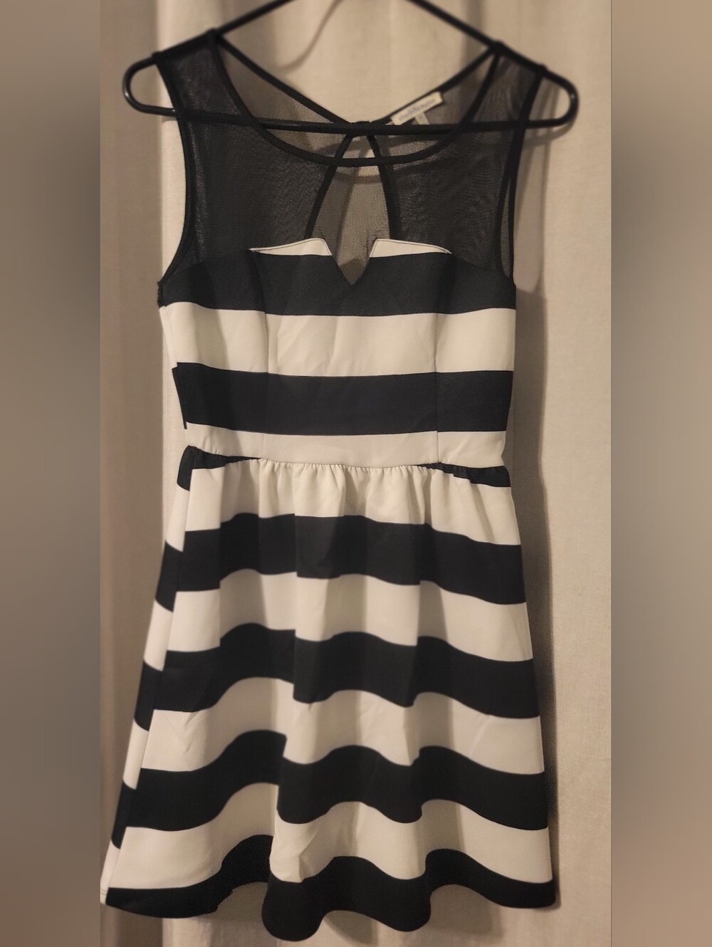 Charlotte Russe Black and White Striped Fit-and-Flare Dress